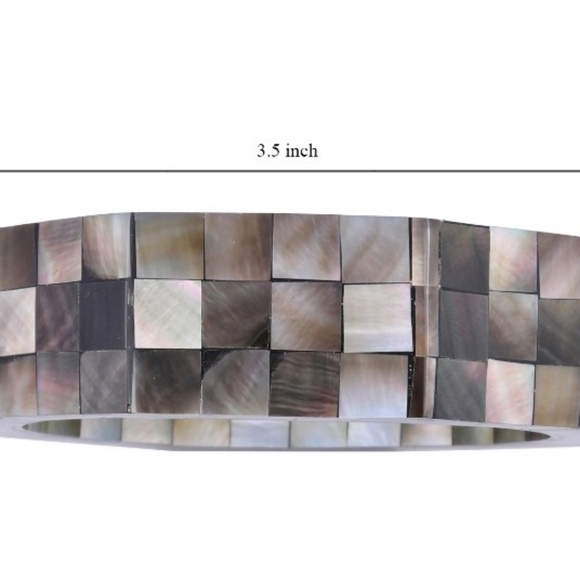 NWT Octagon Black Mother of Pearl Bangle Bracelet - Picture 12 of 12